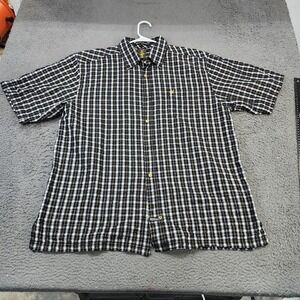 SOLE Shirt Mens XL Black White Plaid Short Sleeve Button Front Casual Summer
